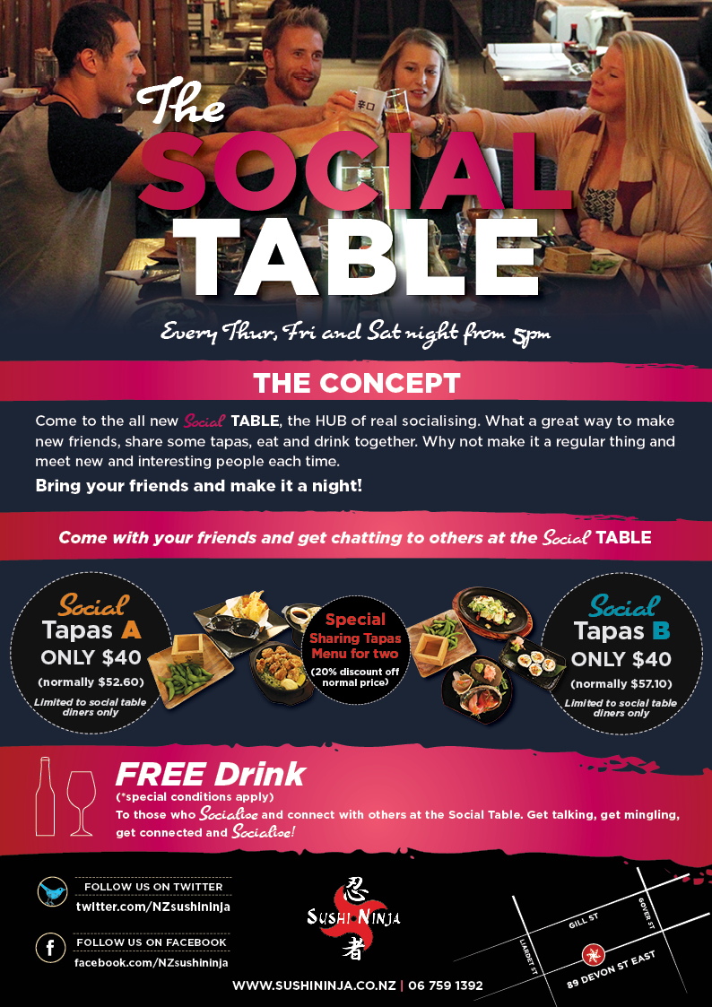 the social table sushi ninja restaurant